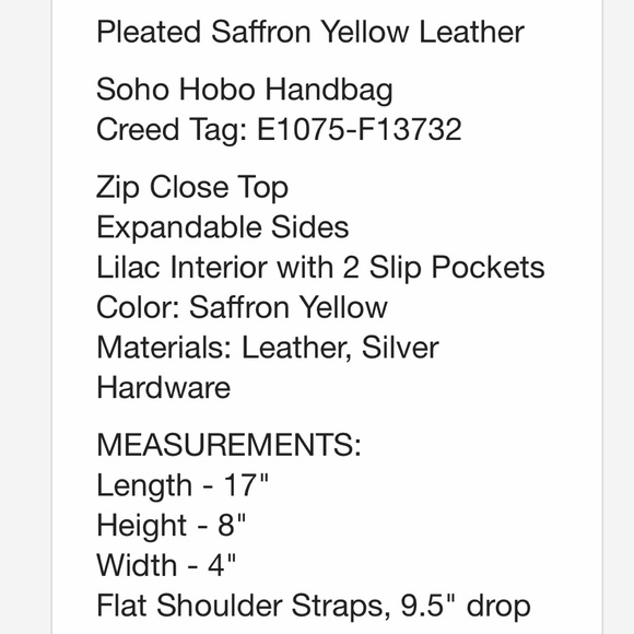 NWOT! Authentic Coach Saffron yellow Soho hobo bag - Picture 13 of 15